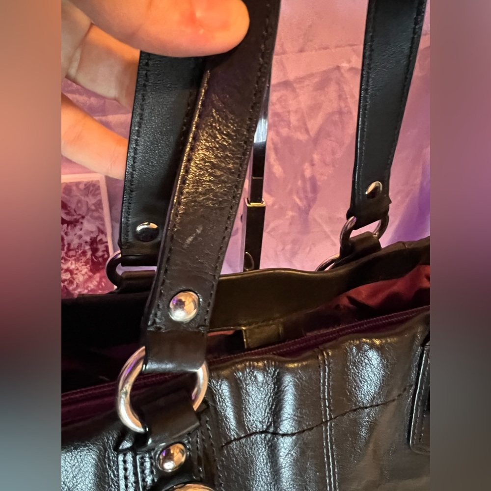 COACH Ashley Satchel Purse Black Leather with Removable Shoulder Strap Vintage - Picture 7 of 10